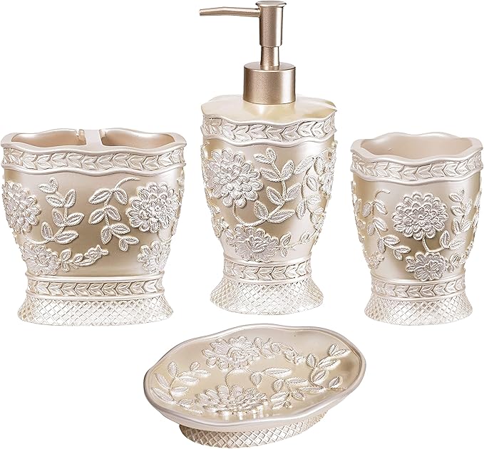 DesignLivingco-Rose Vine Bath Set 4pc