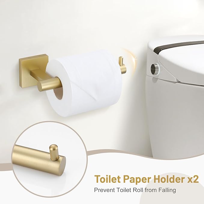 10 Pieces Brushed Gold Towel Bar Set 23.6 Inch Bathroom Accessories Set SUS304 Stainless Steel Bathroom Hardware Set Towel Racks for Bathroom Wall Mounted.