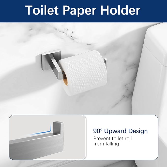 Brushed Nickel Towel Rack for Bathroom Wall Mounted Bathroom Accessory Set 5-Pieces Bathroom Hardware Set 16In Towel Bar Set