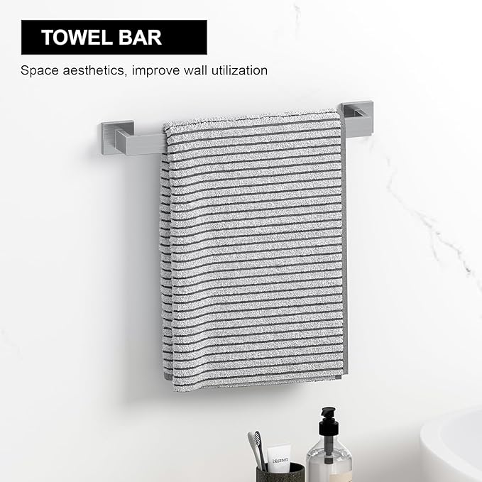 Bathroom Hardware Set Brushed Nickel 10-Pieces Bathroom Towel Rack SUS304 Stainless Steel Bath Towel Bar Set Towel Racks Wall Mounted.