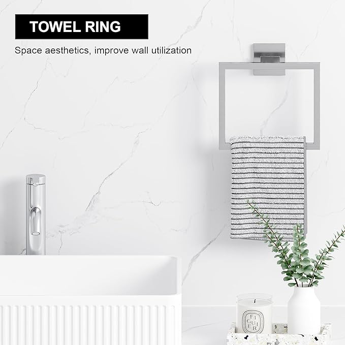 Bathroom Hardware Set Brushed Nickel 10-Pieces Bathroom Towel Rack SUS304 Stainless Steel Bath Towel Bar Set Towel Racks Wall Mounted.