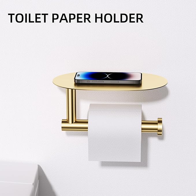 TURS Brushed Gold 5 Piece Bathroom Hardware Set SUS304 Stainless Steel Bath Towel Bar Set Bathroom Towel Rack Set Wall Mounted