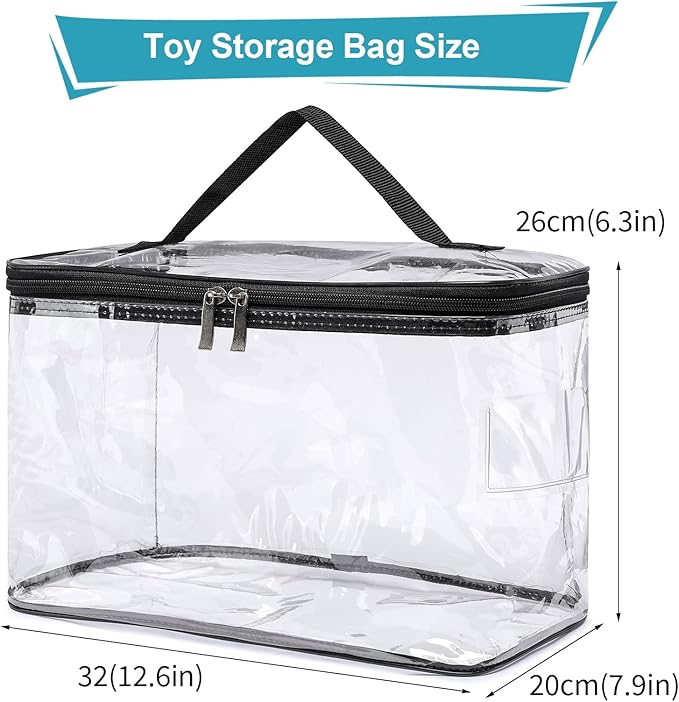 6 Pack Large Clear Storage Bags for Toys with Name Tag Waterproof Duty PVC Toy Organizer Bag for Building Blocks Board Games Puzzles Stationery And Small Item Storage Bins(12.6¡¿7.9¡¿6.3 in)