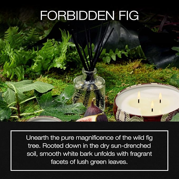 Voluspa Forbidden Fig Scented Reed Diffuser 3.4 Oz Luxury Fragrant Reed Diffusers for Home Handcrafted in The USA
