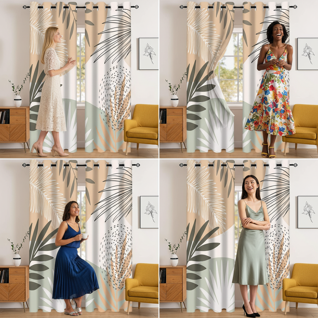 DesignLivingco-Boho Geometric Curtain 52x96